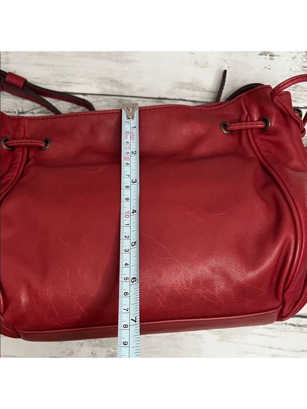 Gerard Darel Red Leather Satchel Shoulder Crossbody Bag 24h Mini Designer Purse - Picture 10 of 13